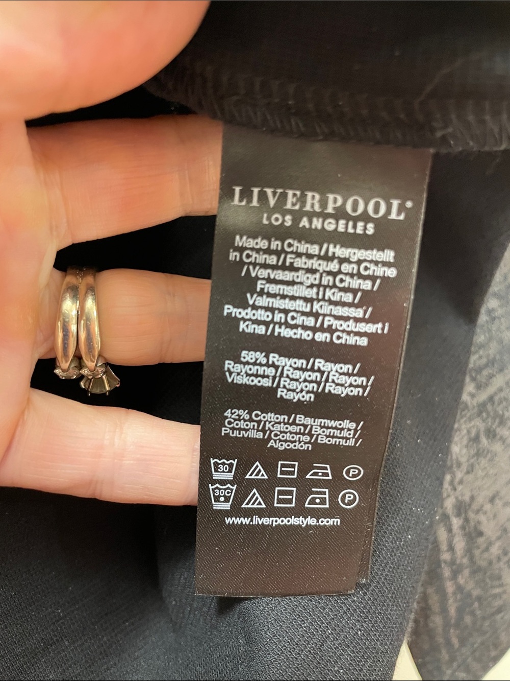 Liverpool Metallic Black Long-Sleeve Crewneck Top Medium Petite - Picture 9 of 15